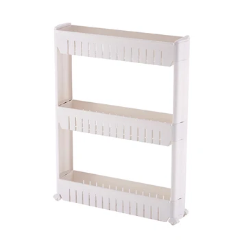 

54.5*12.5*72.5cm 3-tier Slide Out Storage Tower Organizer Shelf Slim Narrow Space Storage Rack for Laundry Kitchen bathroom