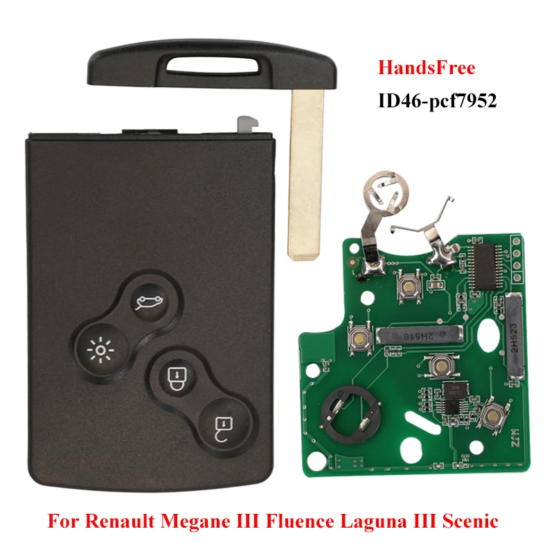 Jingyuqin 433Mhz Chip Di Id46-Pcf7952A Smart Remote Car Key Fob Per Renault Megane 3 Laguna 3 Scenic Fluence Keyless Handsfree
