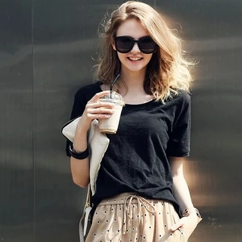 

2018 wear round neck pure cotton cottonleisure T-Shirts short sleeves summer