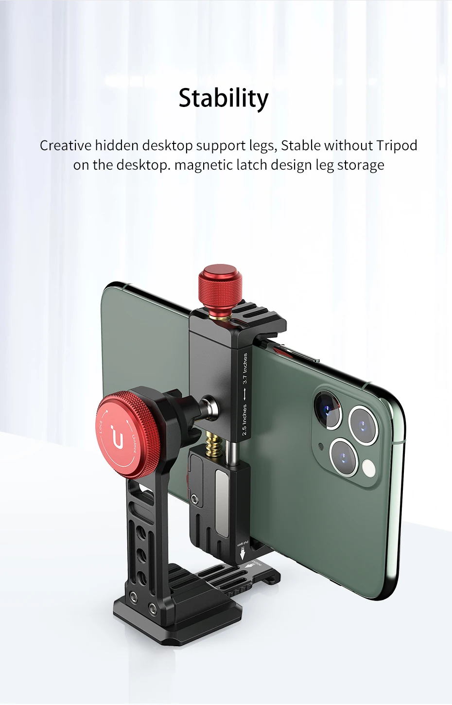 Ulanzi ST-14 Vertical Shooting Smartphone Phone Mount Holder Tripod Mount Cold Shoe Vlog Tripod Mount for iPhone 11 Pro Max wooden phone stand