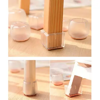 

2Pcs Silicone Rectangle Square Round Chair Leg Protector Pad Feet Pads Furniture Table Covers Non-slip Desk Chair Leg Protector