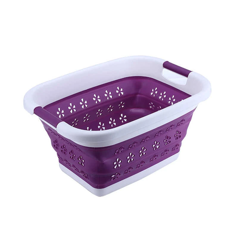 Cestas almacenamiento de ropa sucia, canasto plegable de silicona para lavar la ropa, Cubo de frutas, ahorro espacio|Cestas lavandería| AliExpress