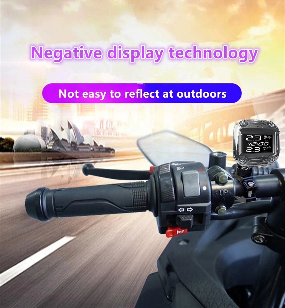  TPMS Motorcycle Ÿ̾ з  LCD  ȭ ڱ  ڵ ˶  Ÿ̾ з ܺ  Ÿ̾   tpms ũ