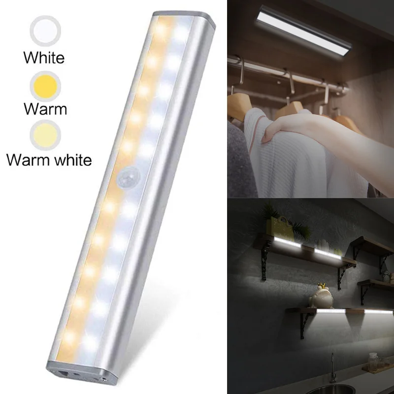 Sensor de Movimento Luzes sem Fio Regulável para Armário Luz do Armário Escada Corredor 20 Led Ghs99