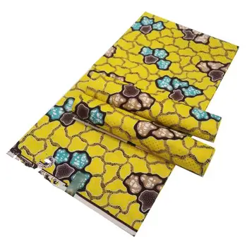 

African Wax Fabric Stretch Ankara Print Brode Cotton Material Wrapper New Gold Line Pattern For Sewing 6yards