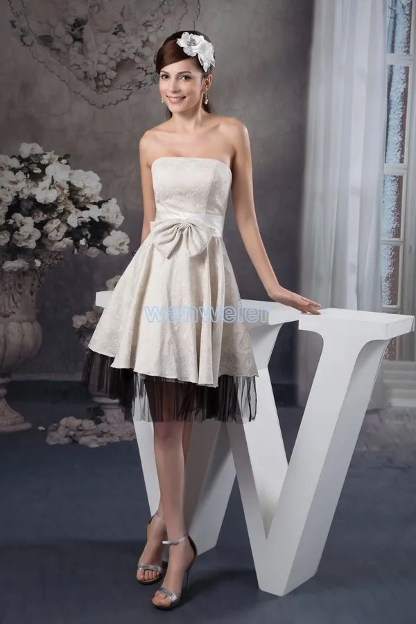 

free shipping 2016 arrival hot sale fashion design knee-Length really custom size/color handmde bow lace short bridesmaid dress