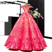Длинные розовые кружевные мусульманские Вечерние платья Robe De Soiree, вечерние платья с открытыми плечами, платье для выпускного вечера, нарядное платье в арабском стиле Aibye
