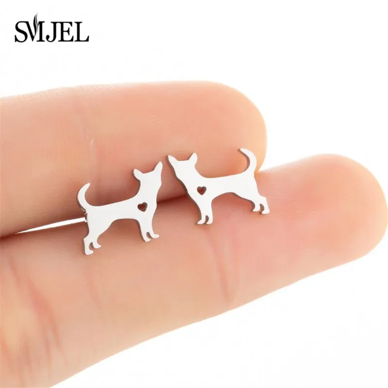 Schöne Hundepfoten-Ohrringe für Damen und Kinder, modisch, Edelstahl, Tier, Igel, Libelle, Kaninchen, Herz, Fußabdruck, Ohrstecker – Detail 33