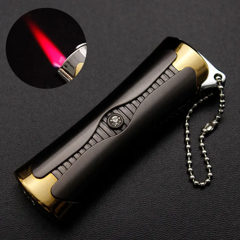 

Portable Gas Lighter Creative Windproof Lighter Metal Lighters Cigar Butane Lighter Diamond Red Flame No Gas