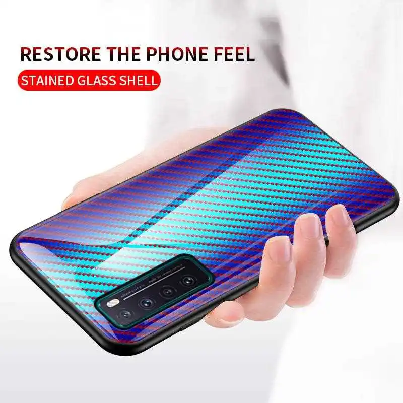 

Joomer Fiber Pattern Glass Case For Huawei Nova 7 6 SE 7 5 Pro 4e 3e 4 3i 2i Phone Case Cover