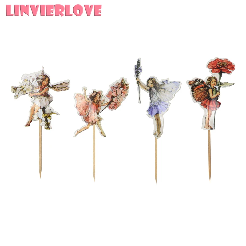 LINVIERLOVE 24 дюйма цветок фея капкейк топпер для детей на день рождения ангел девушки