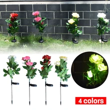 Солнечный светильник с розами, садовый ландшафтный светильник, уличный светодиодный светильник для двора, Красивые Романтические Повседневные Вечерние украшения для сада 3