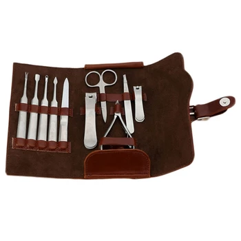 

New 10 Pcs Stainless Steel Nail Clippers Cutter Trimmer Ear Pick Grooming Kit Manicure Set Pedicure Nail Tools Sets With Case