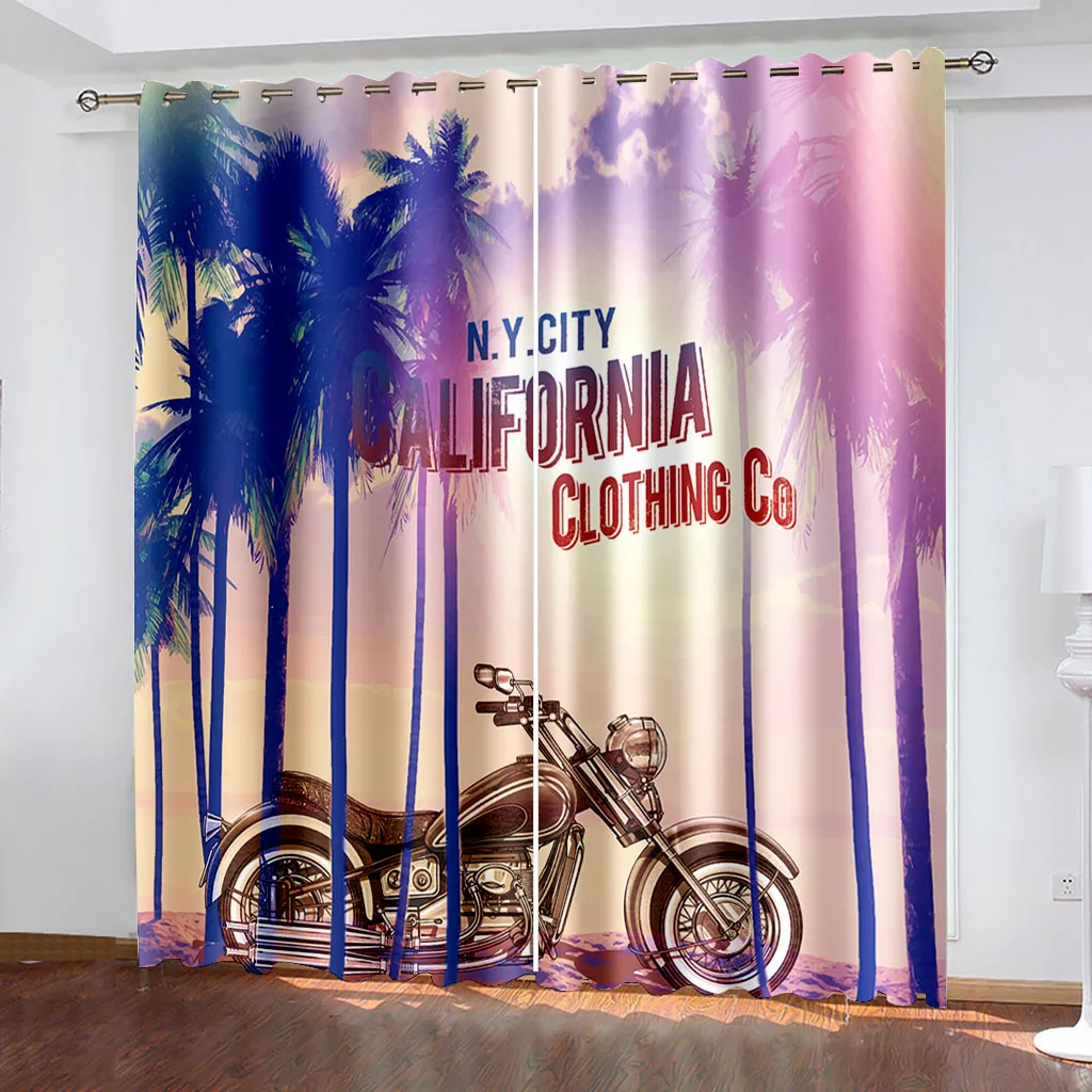 

3D Printing Motorcycle Window Curtains Modern Living Room Decoration Curtain for Bedroom Home Decor Blackout Curtains