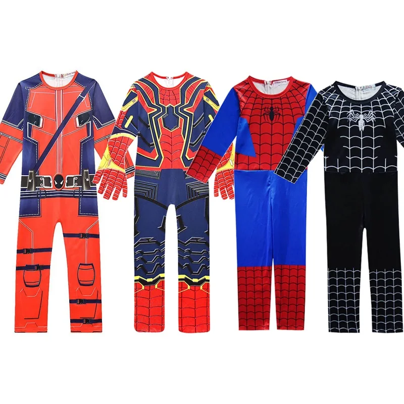 VOGUEON/Детский костюм с 3D принтом для мальчиков и девочек, костюм Человека-паука, Бэтмена, вспышки, Дэдпула, детский костюм для костюмированной вечеринки на Хэллоуин