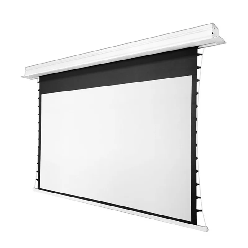 

Third Generation 16:9 Tab-Tension, 4K Tensioned Electric Motorized Projection Projector Screen, with cinema white material