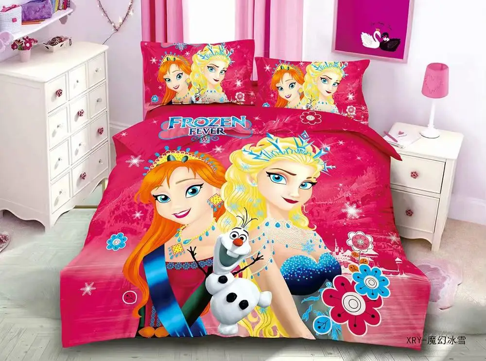 Frozen anna 3D печатных Постельное белье Эльзы из мультфильма "Холодное сердце", «Анна», «Рапунцель»; для девочек и мальчиков тонкие туфли постельное белье пододеяльник, наволочки для подушек для 0,9 м-1,2 м кровать - Цвет: Frozen anna