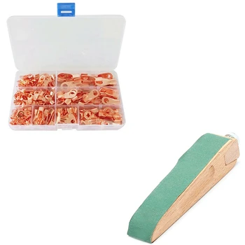 

1x DIY Wooden Sandpaper Sanding Block Vegetable Tanned Leather Edge & 185X Copper Tube Terminals Battery Welding Cable