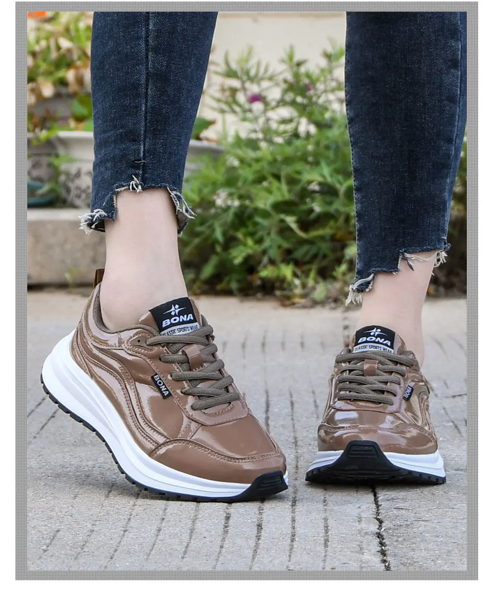 BONA 2021 New Designers Trendy Casual Flats Sneakers Ladies Fashion Comfort Platform Vulcanized Shoes Women Leisure Footwear