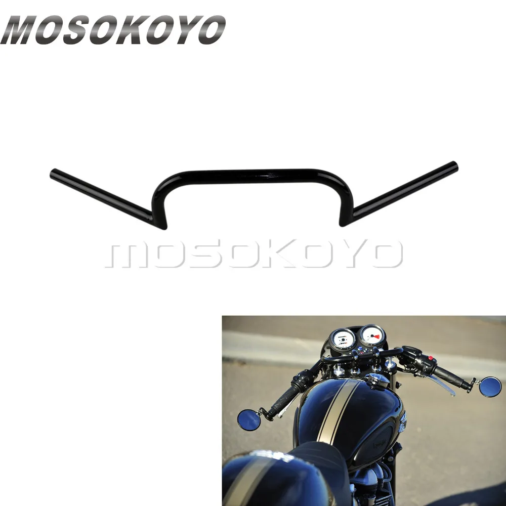 7/8 &quotили 1&quot Черный Руль Clubman ручка бар 22 мм 25 руль для Кафе Racer Cruiser Bobber Chopper|Руль