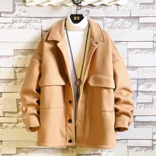 Брендовое шерстяное пальто высокого качества зимнее модное мужское однотонное плотное теплое пальто