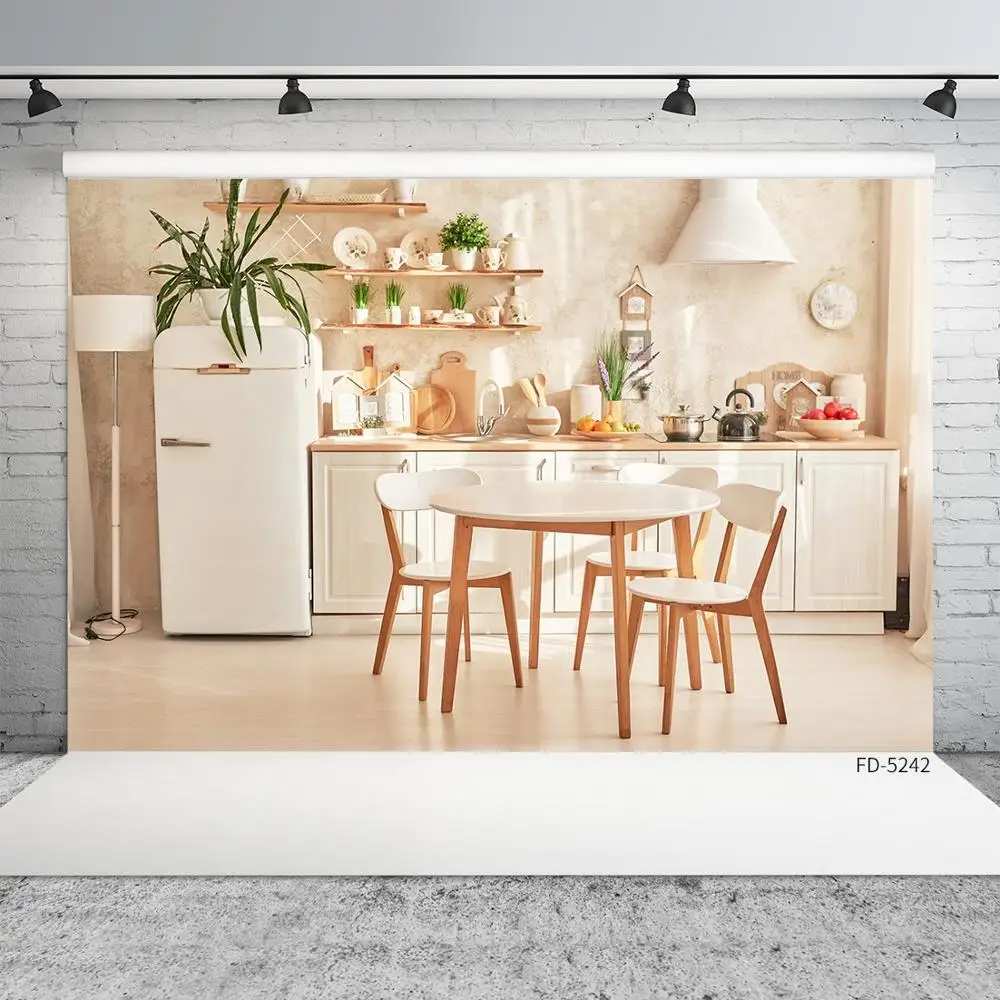 Kitchen Utensils Plant Lamp Photographic Backgrounds Vinyl Backdrop for Children Portrait Baby Pets Toy Photophone Photo Studio |