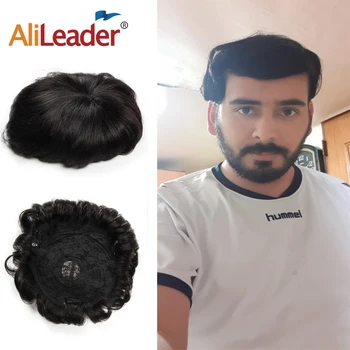 

Alileader Toupees For Men Natural Human Hair Mens Wigs Hot Selling Hair Prosthesis 150% Density Hair Unit For Men