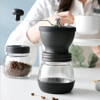 

Portable Coffee Pot Coffee Machine Hand-cranked Home Coffee Grinder Coffee Bean Grinder Boiled Milk Coffee Kettle for Gift 1set