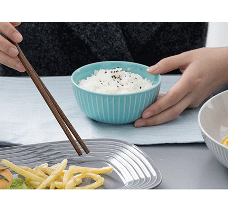 CHANSHOVA household ceramics simple solid color household ceramic bowl rice bowl kitchen tableware cute simple bowl rice bowl