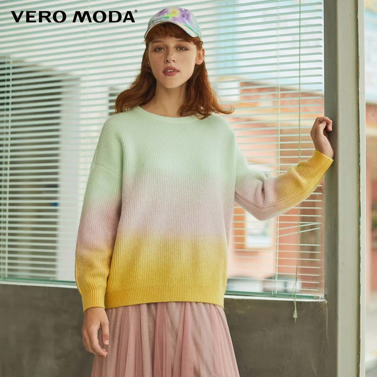 Honeydew Vero Moda женский градиент цвета О-образным вырезом с расклешенными рукавами овечья шерсть вязаный свитер | 319413516 - Цвет: Honeydew