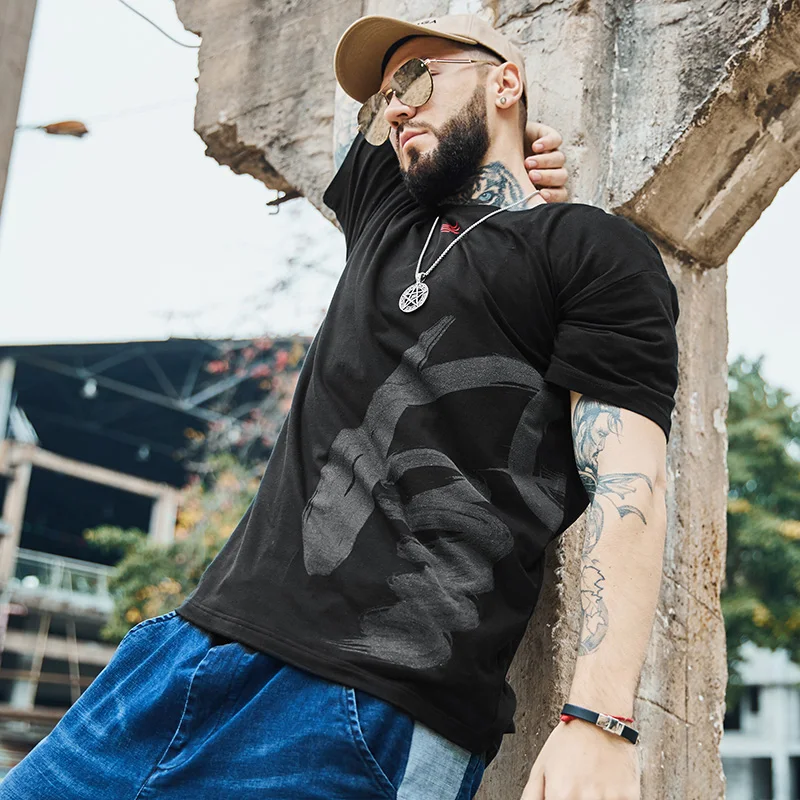 Мужская хлопковая Повседневная футболка Harajuku Surf скейтборд футболка уличная китайская спортивная одежда с принтом мужские хип-хоп топы тройники плюс оверсайз 7x