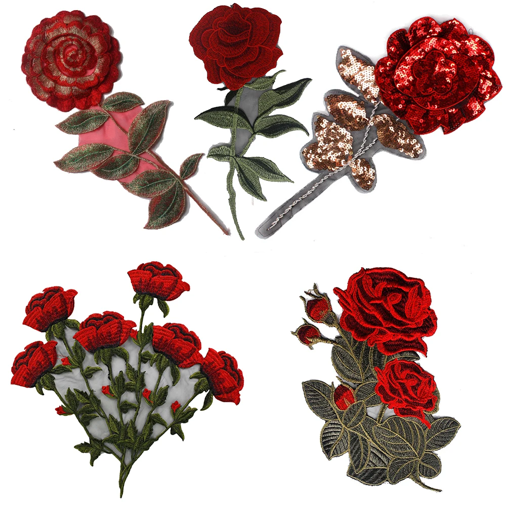 Appliques Embroidery Patch Motif Floral Single Layered big Flower for Sew on 1pc