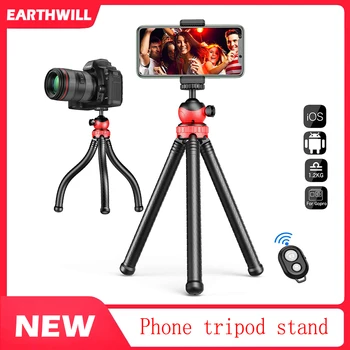 

Cell Phone Tripod Stand Portable Flexible Camera Tripods Mount, with Bluetooth Remote and Universal Clip 360° Rotating