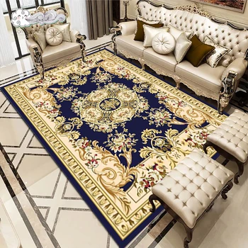 

European Luxury Carpet Classical Flower Print Rug For Living Room Bedroom Study Coffee Table Area Rug Home Decorative Carpet