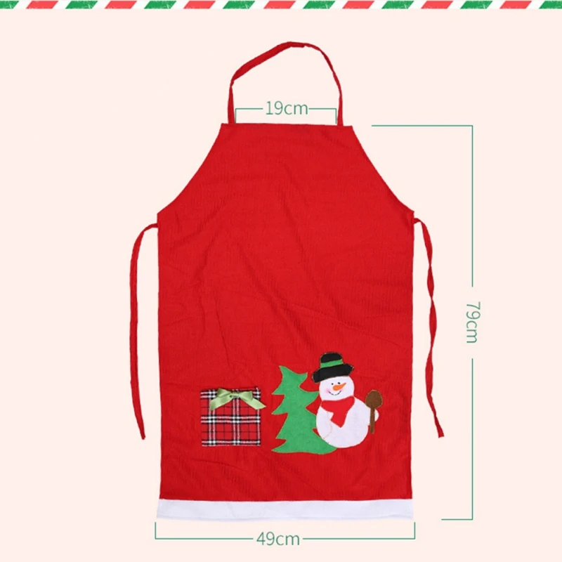 Christmas Kitchen Apron Cute Snowman Pattern Apron For Household Cooking Accessory Christmas Party Cosplay Clothes Props
