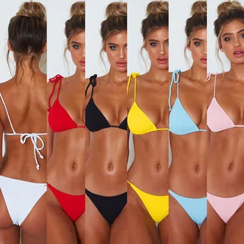 

2020 European and American WISH Amazon new manufacturer 6-color bikini pit strip strap ladies swimsuit Bikini
