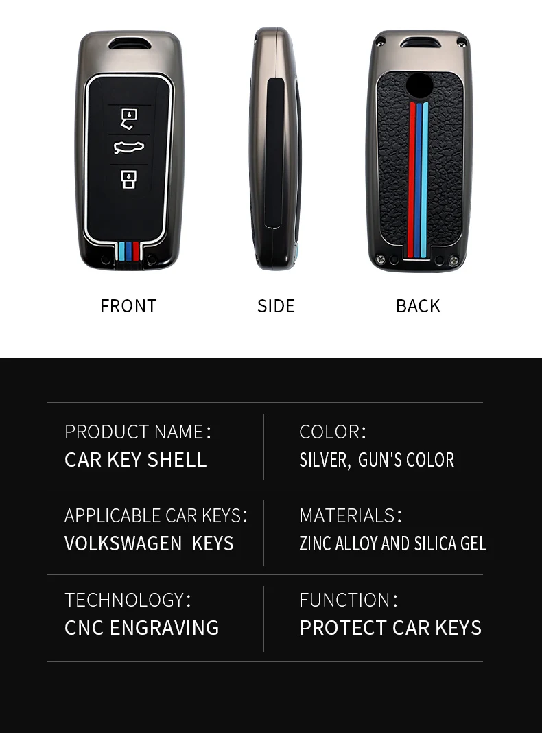 Custodia per chiave auto in Silicone in lega di zinco copertura completa per VW Volkswagen Touareg 2018 2019 2020 2021 3 pulsanti telecomando Keyless Protect Shell - H9dd81d552116484e85d4eb0d4a85aa96m