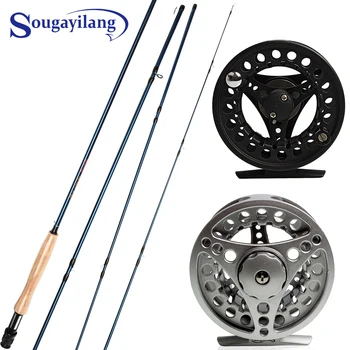 

Sougayilang 2.7m Fly Fishing Rod with Reel Combos 4 Sections Carbon Fiber Material Carp Fly Rod Bamboo Kit Fly Fishing Set