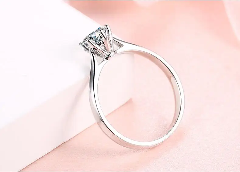 Элегантный 0.3ct D Цвет 6 Муассанит белое золото цвет S925 стерлингового серебра обручальные кольца Обручение полосы Для женщин, ювелирное изделие для невесты