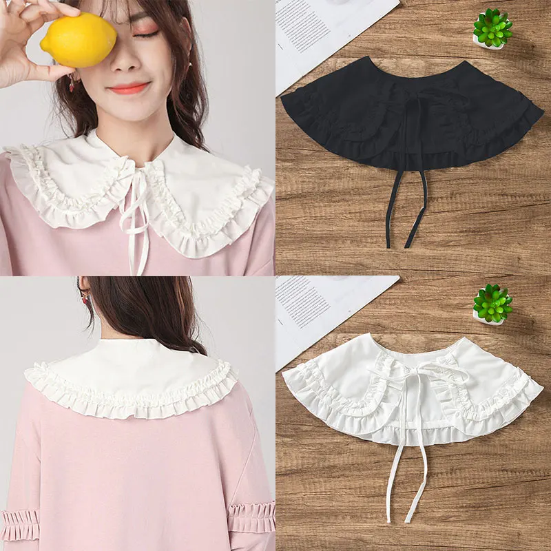 Fake Collar Neckline Detachable Collars Lace Women Elegant Collarbone Neckband Applique Lolita Doll Double Layer Ruffles | Дом и сад