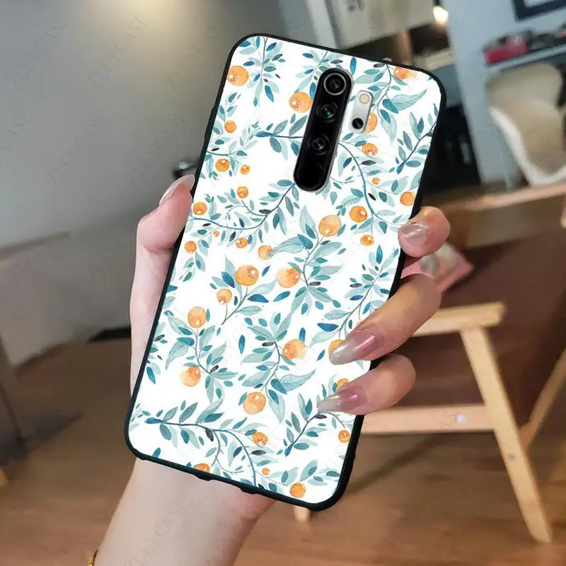 Summer green leaves fruit lemon peach pomegranate grapes Phone Case for redmi note8pro 7 note5 note6pro 7A 8A 8T note9s note9pro xiaomi leather case glass Cases For Xiaomi