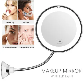 

INS LED Mirror Makeup Mirror 10X Magnifying Vanity Mirror Adjustable 360-Degree Rotating Flexible Sucker espelho Shaving Mirror