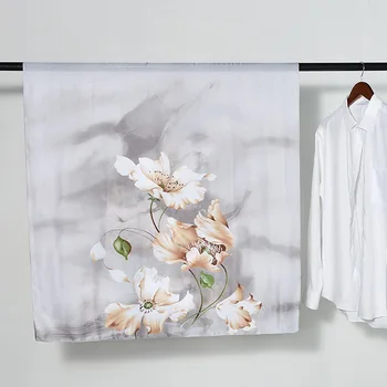 

180*90cm TOP Silk Flower Floral Scarves Women Foulard Square Hijab Scarf Ladies Shawl wrap muffler pareo female hijab