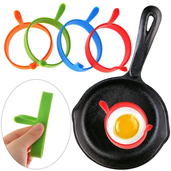 

4Pcs Breakfast Omelette Fried Egg Molds Food Grade Silicone Egg Ring Pancake Cooking DIY Tools Frying Egg Moulds Kitchen Gadgets