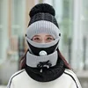 2022 New 3 Pieces Set Women's Knitted Hat Scarf Caps Neck Warmer Winter Hat For Ladies Girls Skullies Beanies Warm Fleece Caps ► Photo 2/6