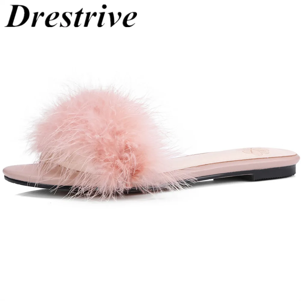 ostrich feather slippers