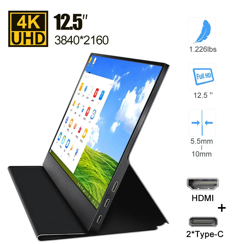 12," 4 k игровой монитор Тип USB C портативный монитор для переключения Xbox Ps4 Mac huawei телефон ноутбук камера tv box дисплей ЖК-экран