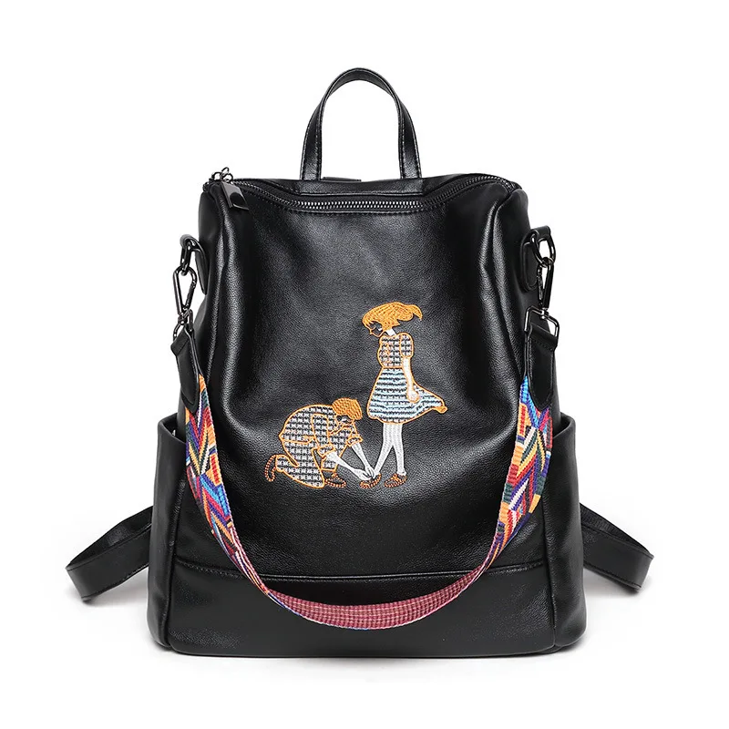 

Backpack Women's 2019 Cross Border New Style Europe And America Fashion And Personality Shoulder Bag Women's Embroidered Ribbon