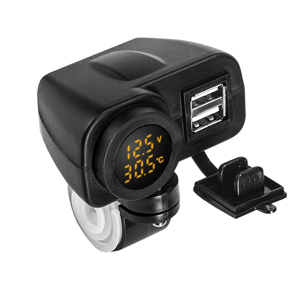 DIY цифровой дисплей мотоцикл двойной USB зарядное устройство Вольтметр термометр для сотового телефона