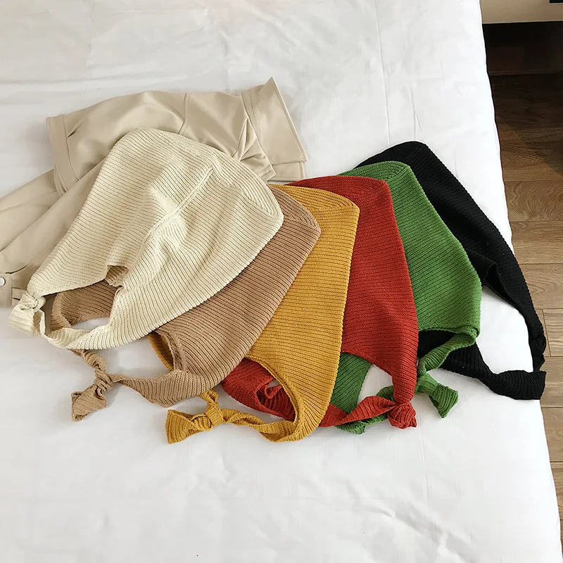 

2019 New Simple Bucket Personality Large Capacity Wool Woven Shoulder Women Bag Solid Color Portable Tote Bag Handbag Shopping